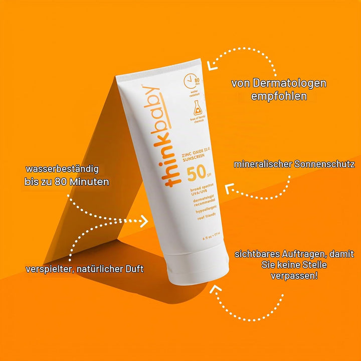 Thinkbaby Sunscreen - Safe - Baby - Spf 50 Plus - 6 Oz