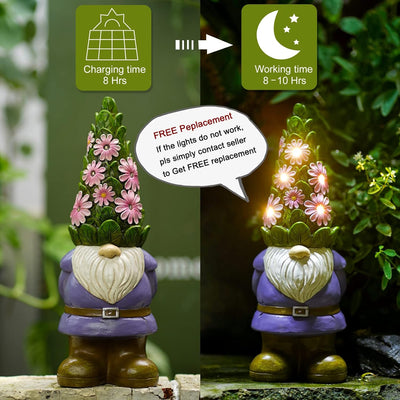 Yeomoo Solar Gartenzwerg Gartendeko Figuren Lustig für Aussen,29CM Zwerge Garten Deko Draussen Wette