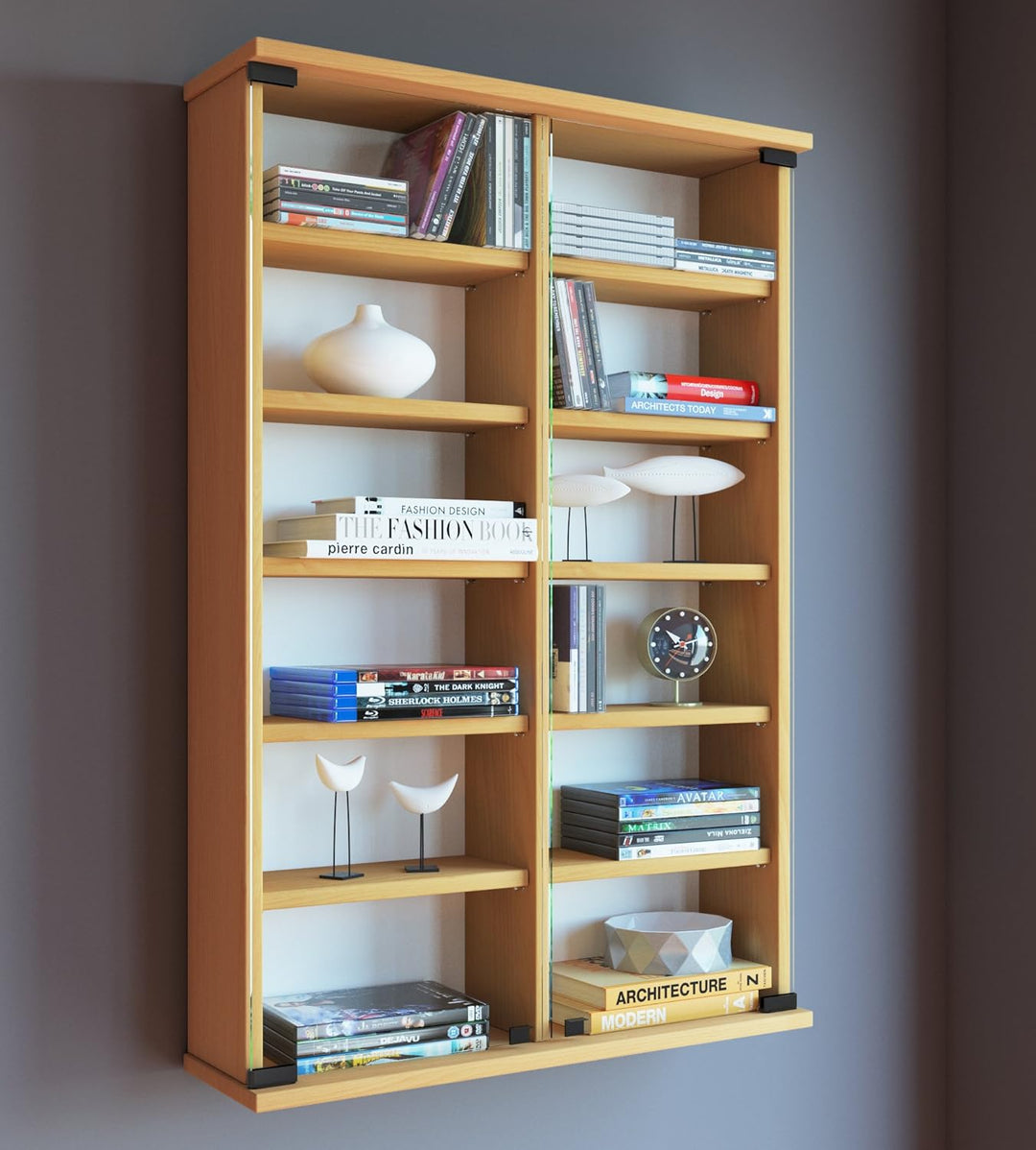 VCM Wandregal Hängeregal Wandschrank Hängeschrank Wandvitrine Wandschrank Zuntisa Buche, Buche