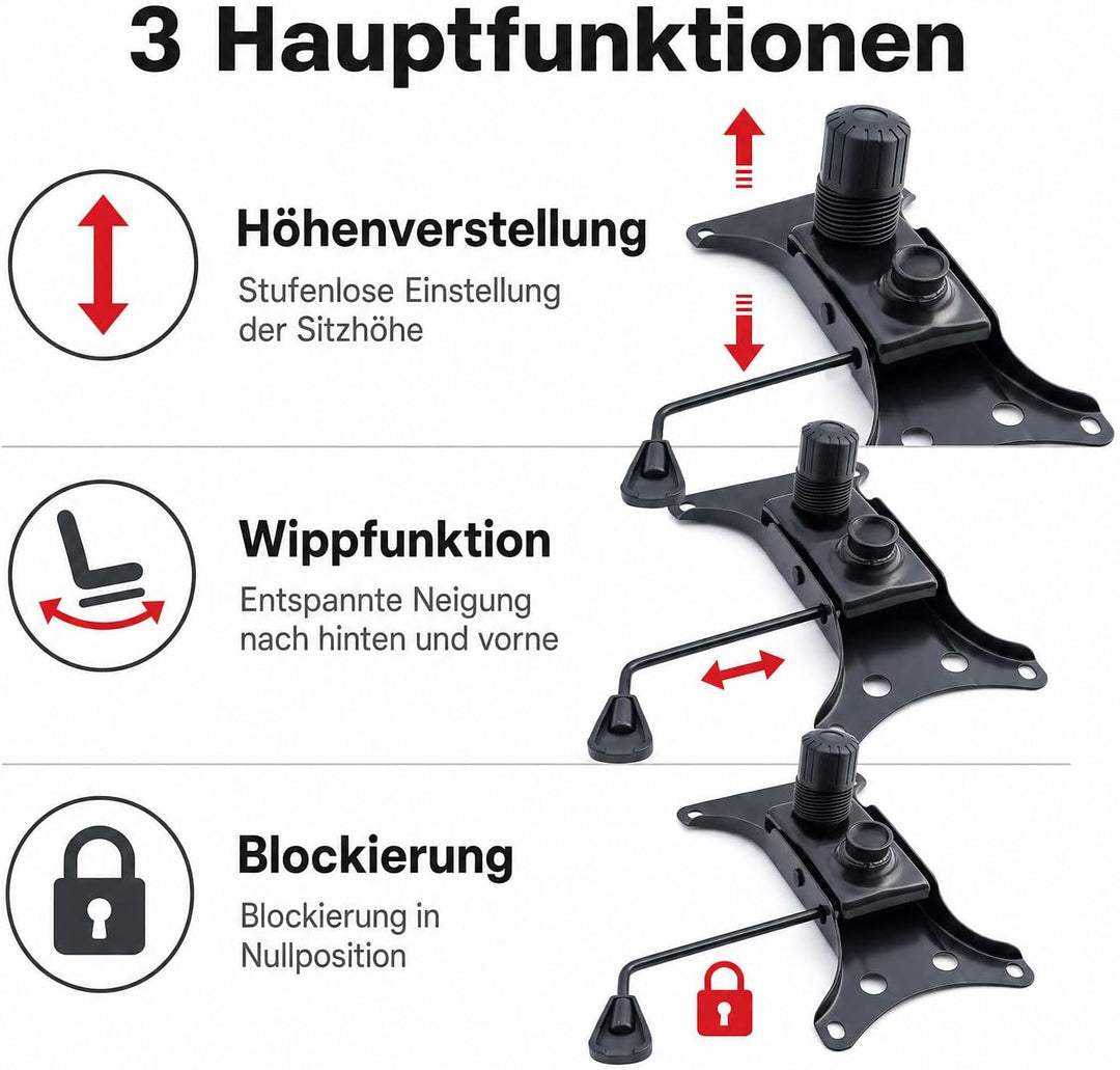Metall Sitz Mechanik Bodenplatte Platte Sitzmechanik Wippfunktion HöHenverstellung FüR BüRostuhl Loc