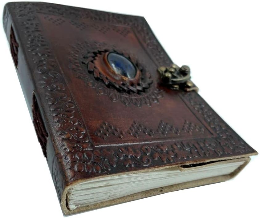 OVERDOSE Lapisstein-Tagebuch mit Messing-C-Schloss – handgefertigtes Deckle Edge Vintage Paper Leath
