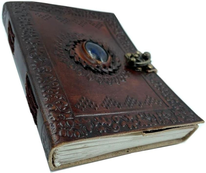 OVERDOSE Lapisstein-Tagebuch mit Messing-C-Schloss – handgefertigtes Deckle Edge Vintage Paper Leath
