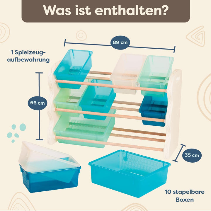B. spaces – Kinderregal mit Aufbewahrungsboxen Spielzeugaufbewahrung Kinderzimmer aus Holz mit 10 Au