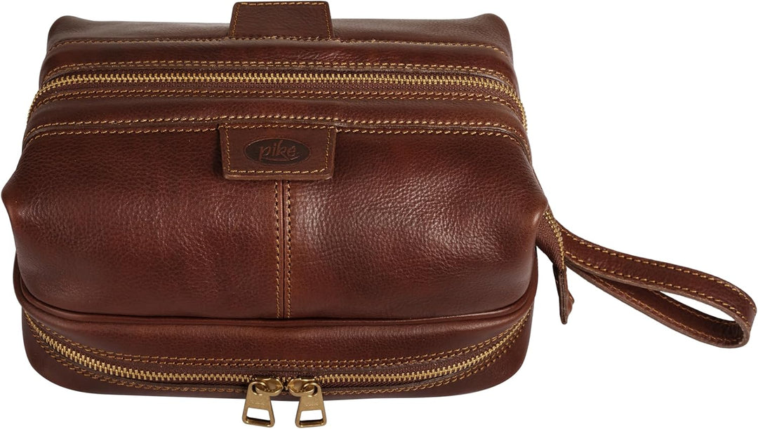 Piké Kulturtasche Echt Leder braun Damen, Herren - 017745