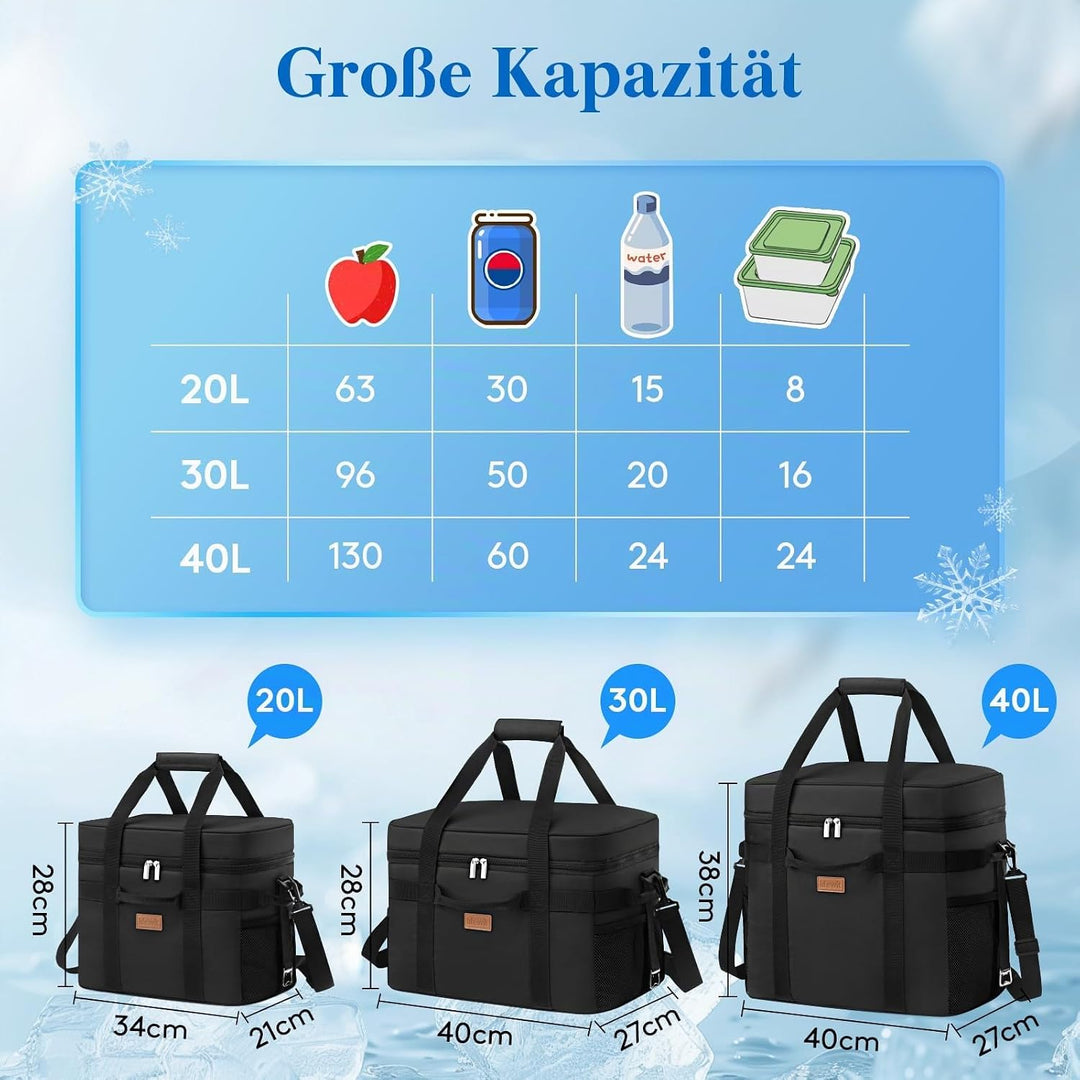 Lifewit Kühltasche 20L, Faltbar Picknicktasche für Essen &amp; Getränke, Kühlbox Tragbare Eistasche für