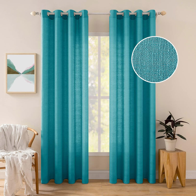 MIULEE 2er Set Voile Vorhang Sheer Leinenvorhang mit Ösen Transparente Unregelmässige Textur Gardine