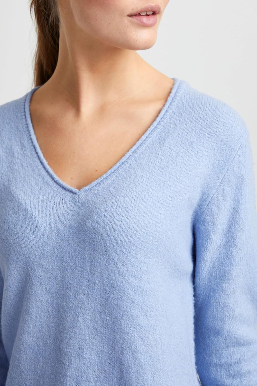 OXMO OXIda Damen Strickkleid Feinstrickkleid Kleid, Brunnera Blue Melange (1639221)