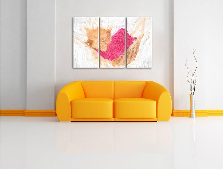 Pixxprint Schlafendes Katzenbaby in Hängematte Pinsel Effekt 3-Teiler Leinwandbild 120x80 Bild auf L