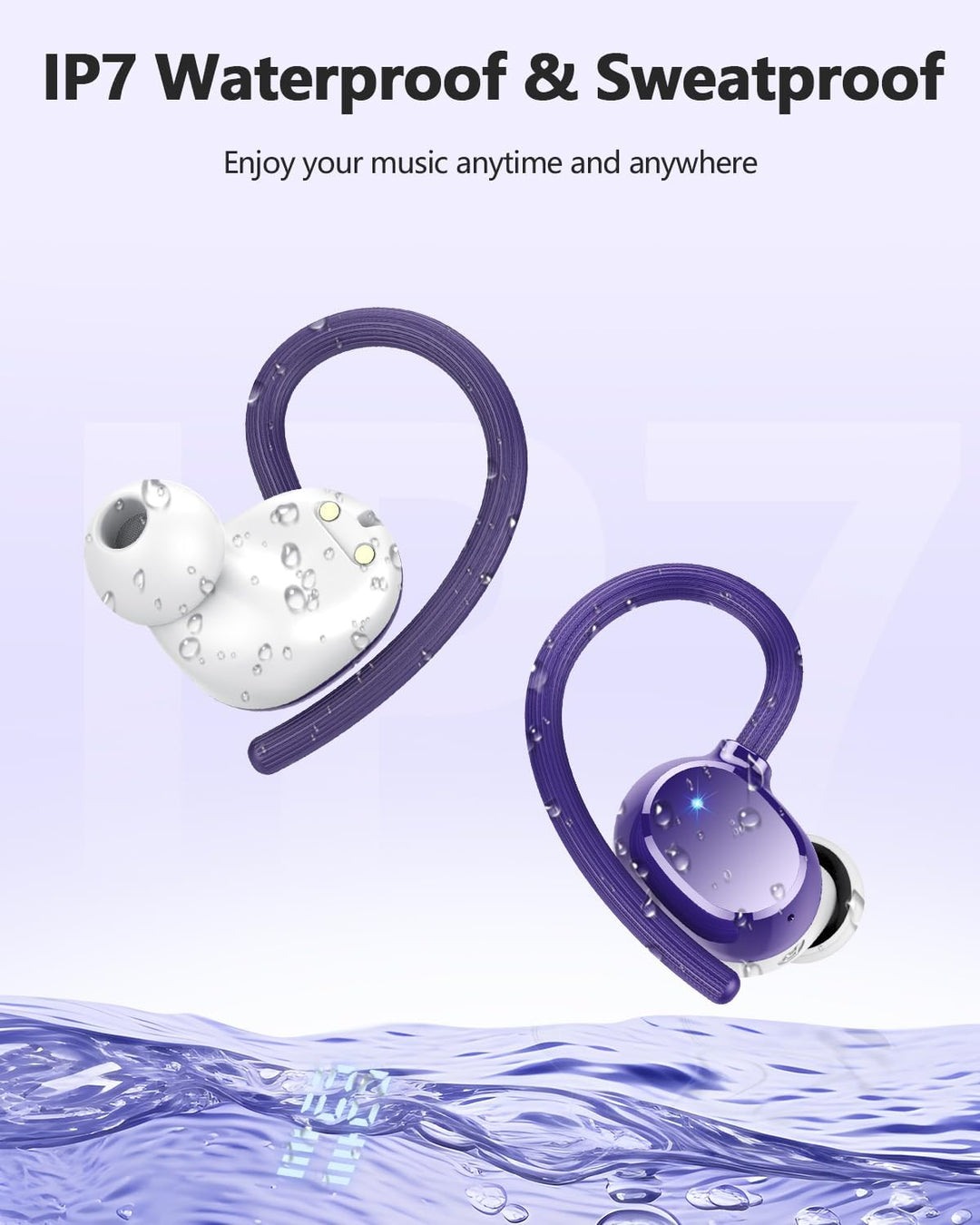 Bluetooth Kopfhörer Sport, Kopfhörer Kabellos Bluetooth 5.3 HiFi Stereo, 128Std Spielzeit In Ear Kop