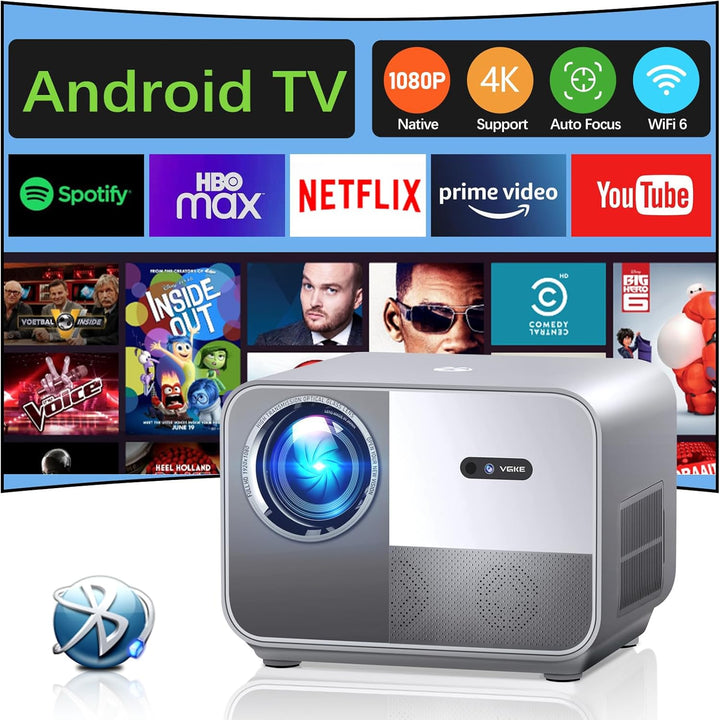 Beamer 4k VGKE T51,【Auto Focus/Keystone】 20000Lumens WiFi 6 Bluetooth Projektor,FHD Native 1080P Bea