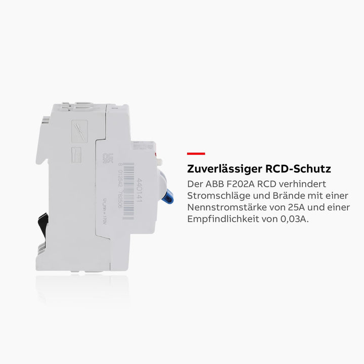 ABB F202 RCCB, 2-polig, 25A, 30mA Typ A CE 230V ac Einzelpack Single, Einzelpack Single