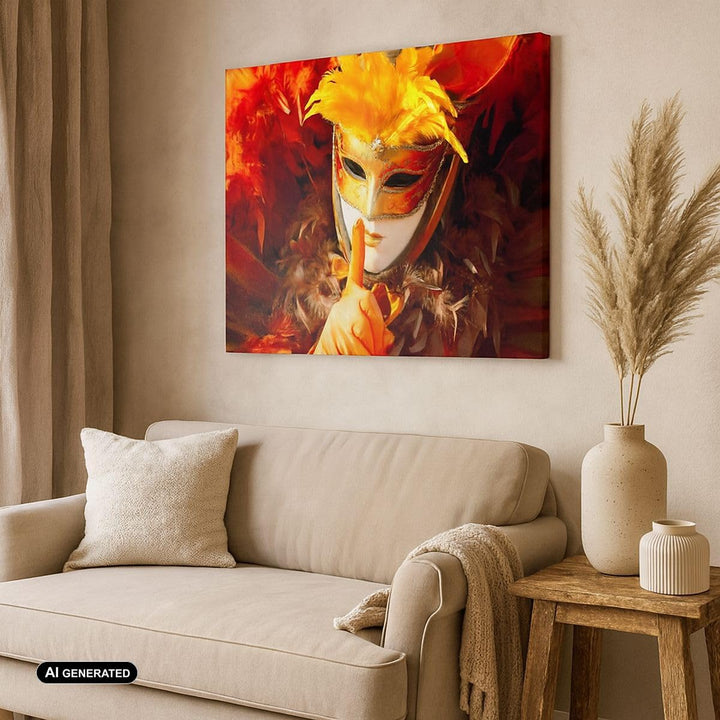 Bilder auf Leinwand 100x70cm Leinwandbild Venezianische Maske bunt Karneval Gross Wanddeko Bild Schl