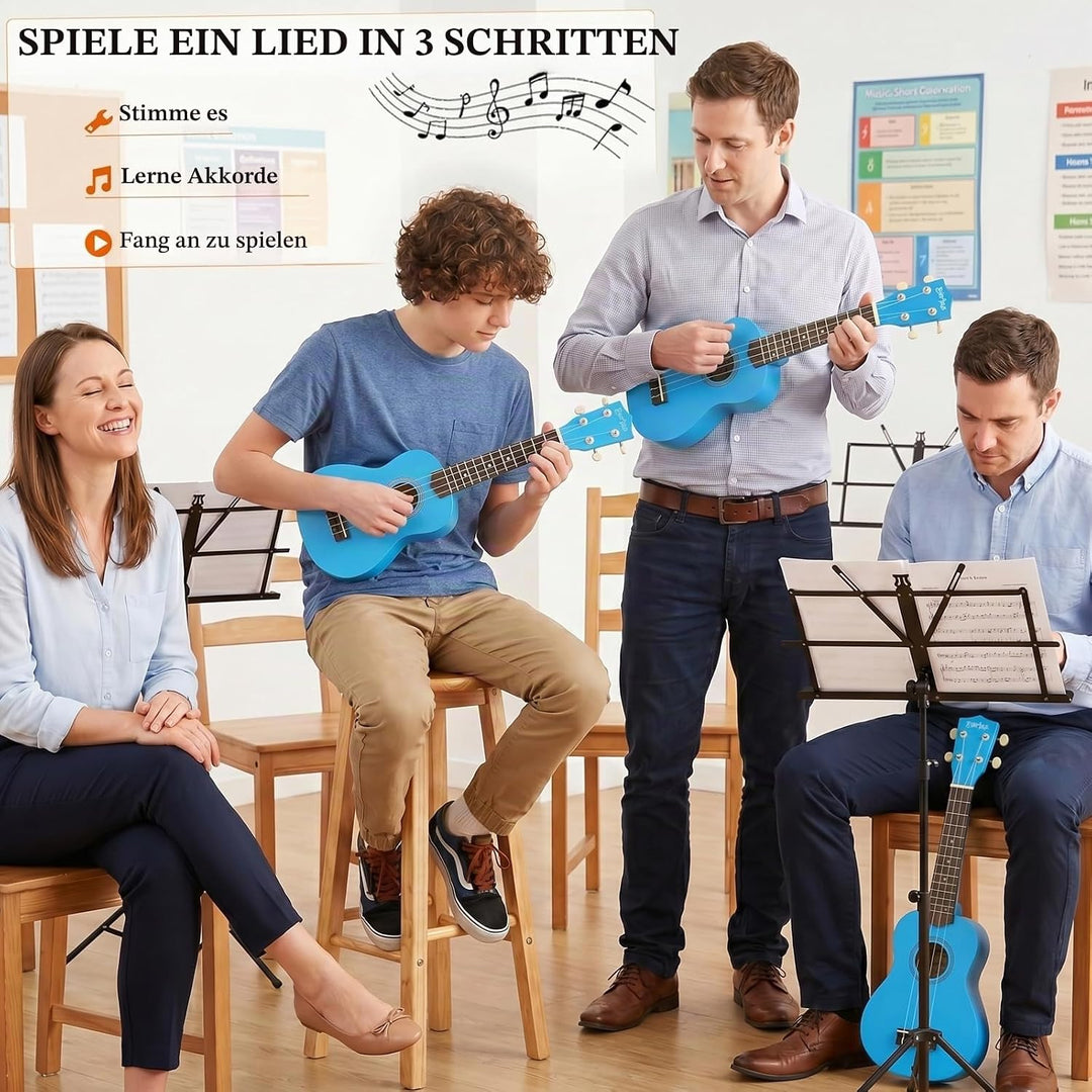 Everjoys Sopran Ukulele Set für Kinder und Erwachsene 21 Zoll Ukulele Starter Kit mit Tasche, Tuner,