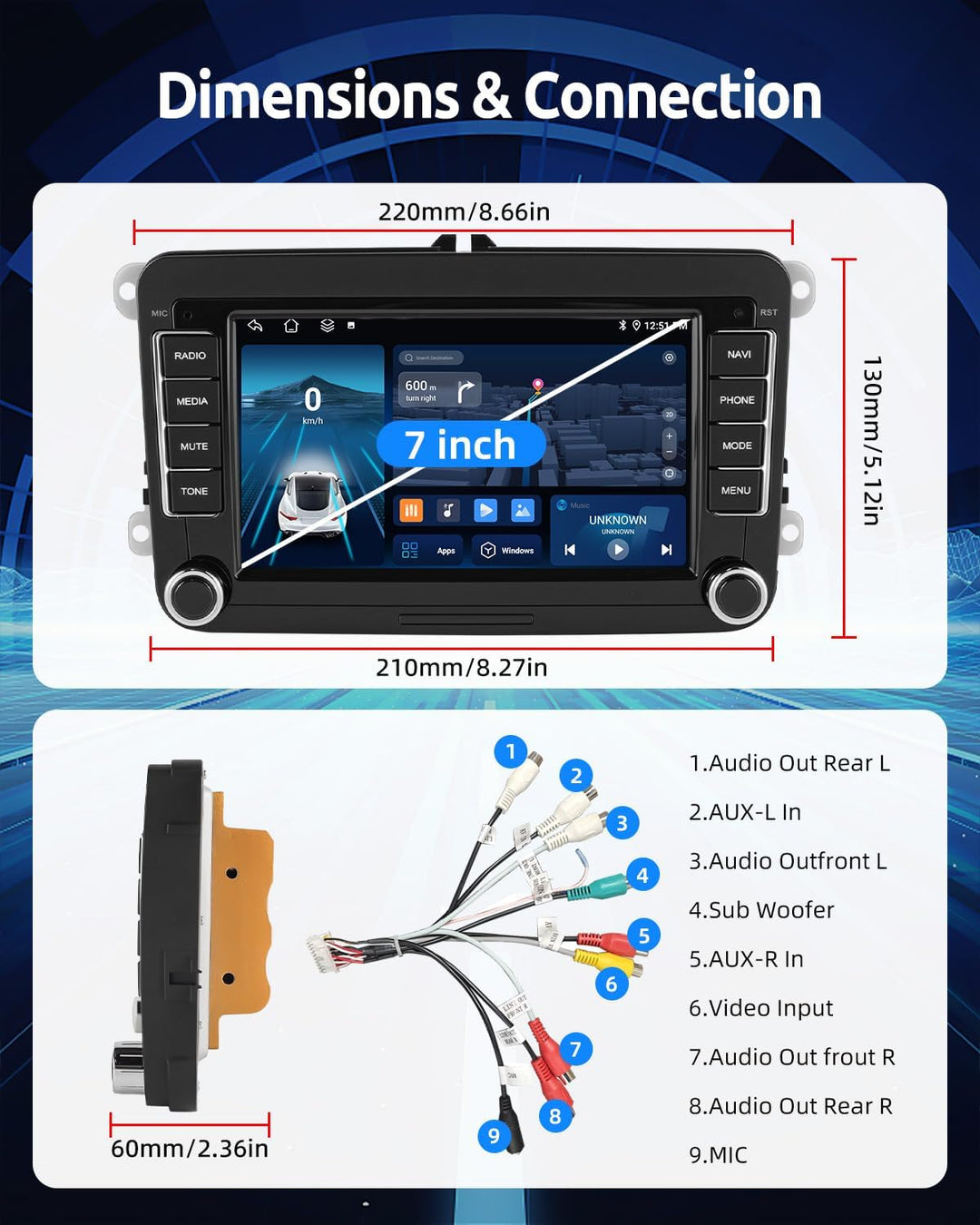 ESSGOO Android15 4+64G Wireless CarPlay Androidd Auto Autoradio Für VW Golf MK5 MK6 Polo Caddy Passa