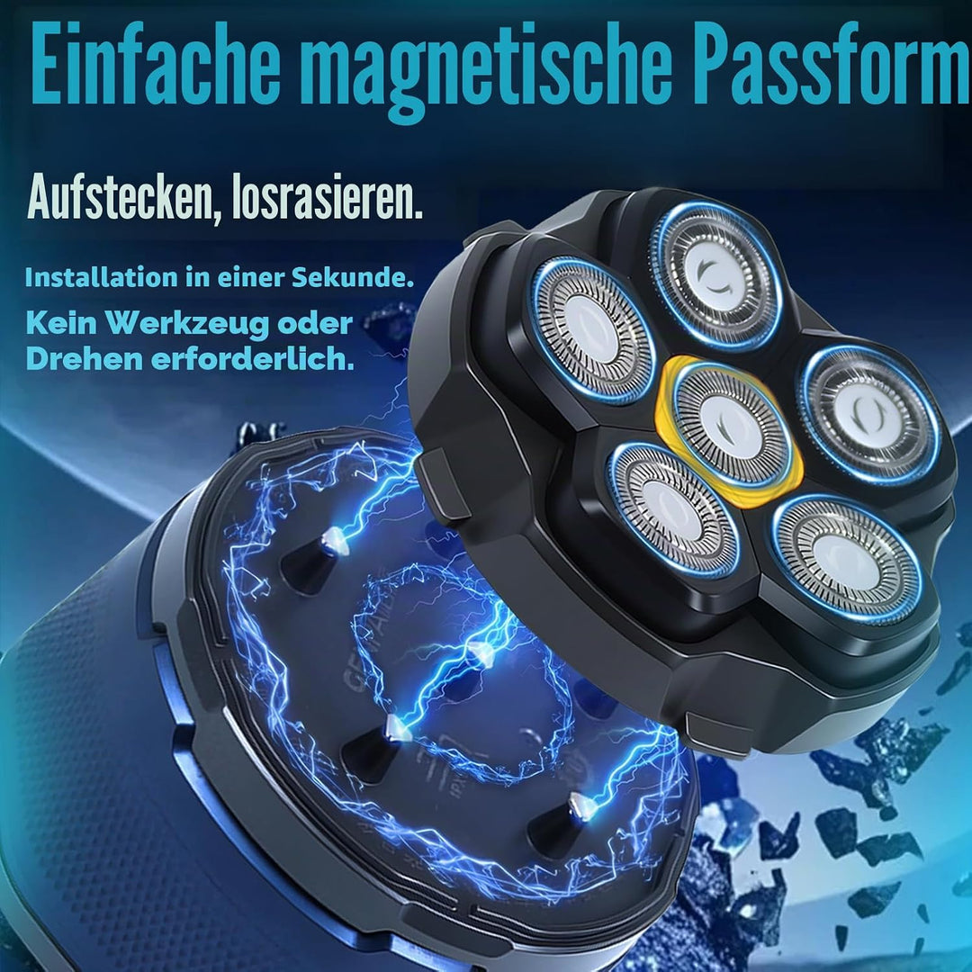 Magnetischer Rasierköpfe mit 6 Ersatzklingen für viele 6D magnetische Elektrorasierer, kompatibel mi