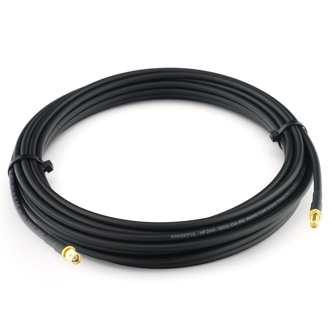 10m RP-SMA Stecker auf RP-SMA Buchse Koaxialkabel — 10 Meter Verlustarmes HF-240 (LMR 240 Äquivalent