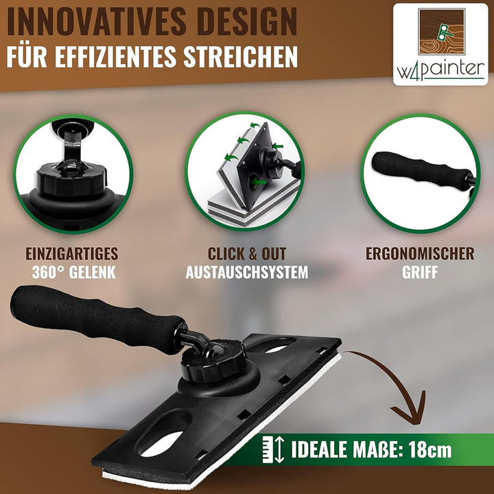 W4 Flächenstreicher für Holz - 3er Streichset Holz - ideale Pinsel Alternative - Streichwerkzeug für
