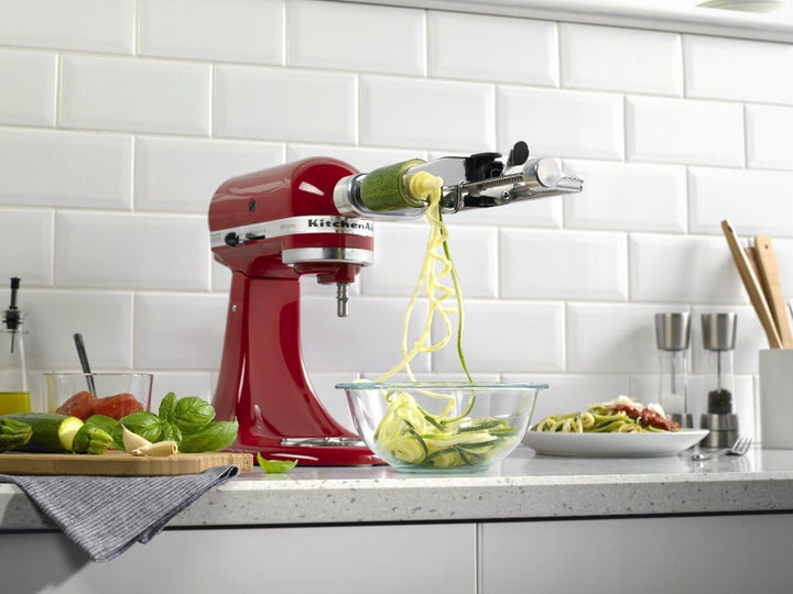 KitchenAid KSM1APC Spiralschneider-Aufsatz, Edelstahl, Silber Spiralschneider, 5 Klingen, Spiralschn