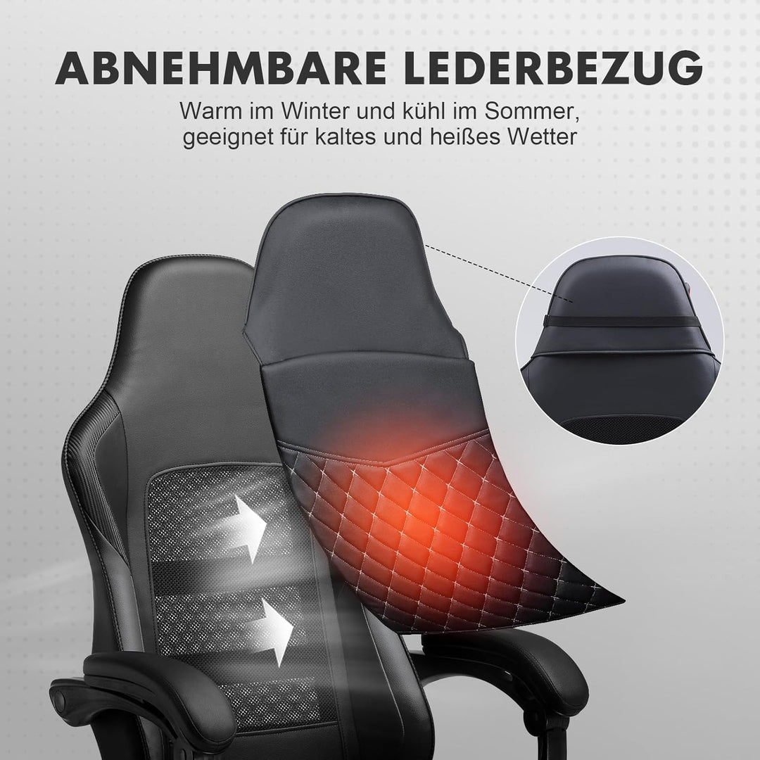 GTPLAYER Gaming Stuhl, Gaming Chair, Ergonomischer Höhenverstellbarer Bürostuhl, Zweckmässig für Win