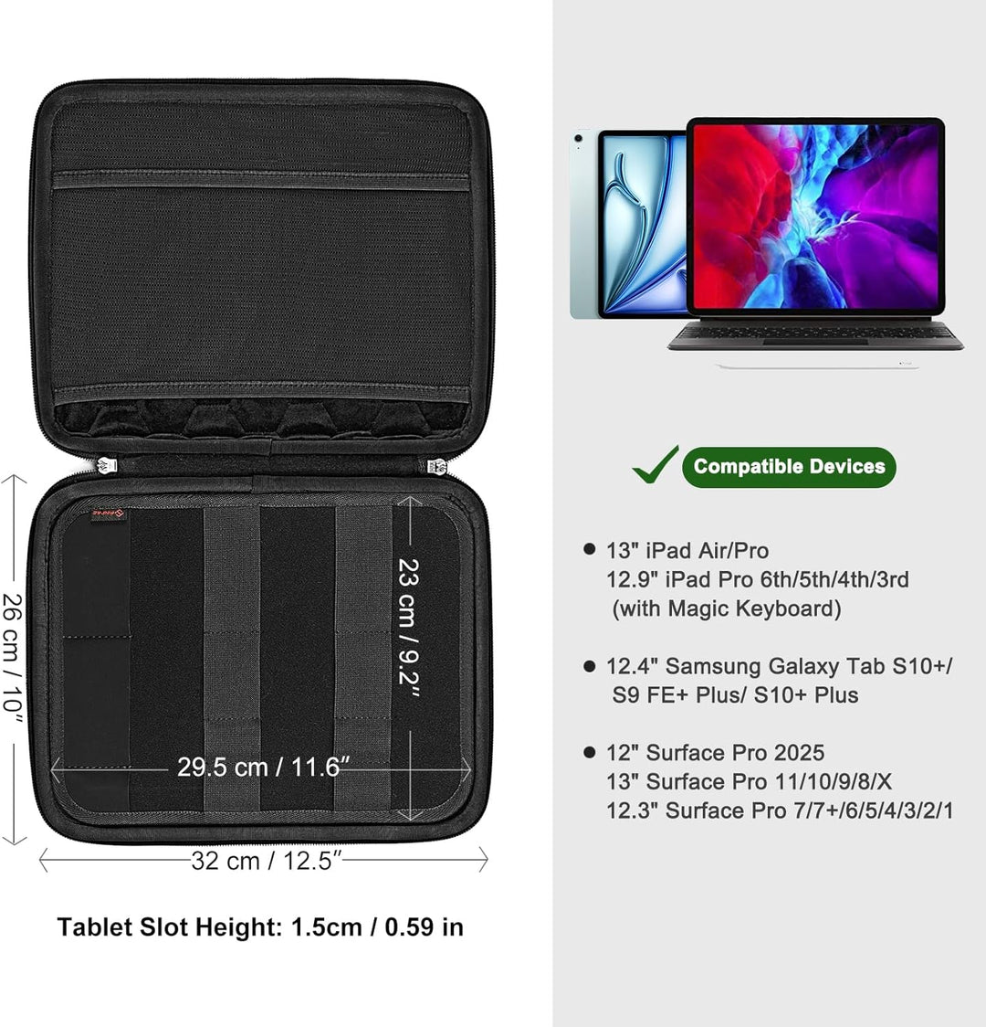 FINPAC Tasche Hülle für iPad Pro 12,9" (6/5/ 4/3 Generation) 2022-2018, Surface Pro 9/8/X/7/6/5, 12,