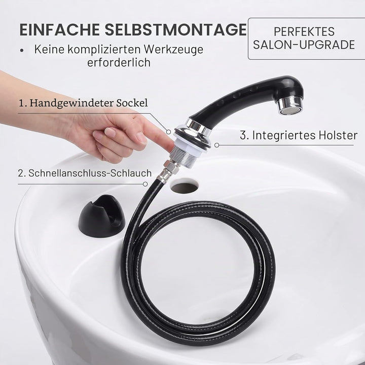 Duschkopf und Schlauch-Set, Friseursalon-Waschbecken, Handbrause, Salon, Barbier, Wasserhahn mit Bra