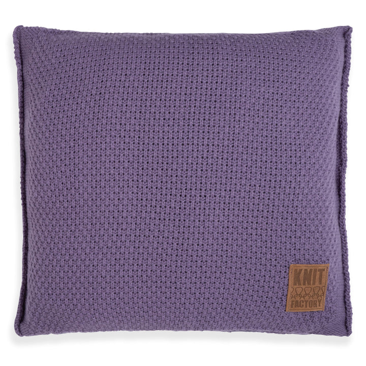 KNIT FACTORY - Jesse Zierkissen - Quadratische Sofa Kissen - Violett - Gestrickter Dekokissen - Couc