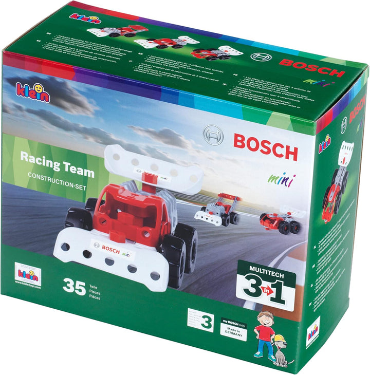 Theo Klein 8793 Bosch 3 in 1: Konstruktions-Set Racing Team | Zum BAU verschiedener Rennfahrzeuge I