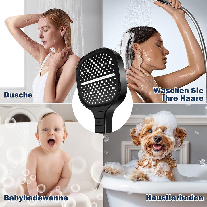 Duschkopf mit Schlauch 7 Strahlarten Handbrause Dusche Wassersparend, 1.5m Schlauch, 13cm Gross, Ant