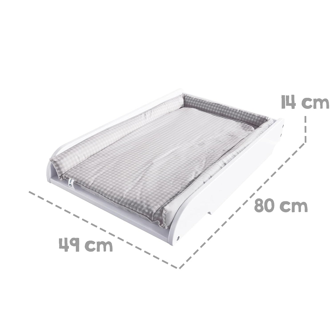 roba Wickelplatte inkl. Wickelauflage taupe kariert - Wickeltisch zum Aufsetzen auf Babybetten &amp; Kin