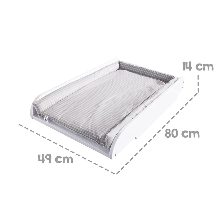 roba Wickelplatte inkl. Wickelauflage taupe kariert - Wickeltisch zum Aufsetzen auf Babybetten &amp; Kin