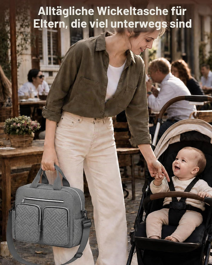 KONO Baby Wickeltasche Windeltasche zum Aufhängen am Kinderwagen, Grosse Reisetasche mit Isolierten