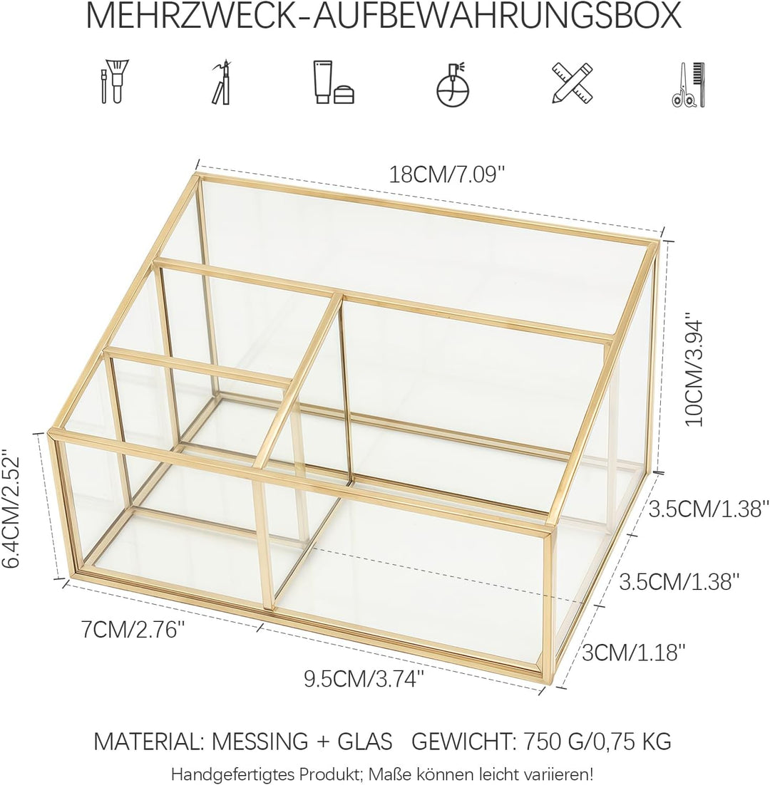 Make up Kosmetik Organizer, Schminktisch Organizer Gold, Pinsel Halterung Make up, Lidschatten Palet