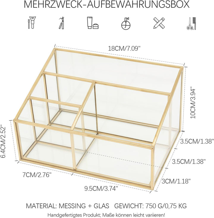 Make up Kosmetik Organizer, Schminktisch Organizer Gold, Pinsel Halterung Make up, Lidschatten Palet