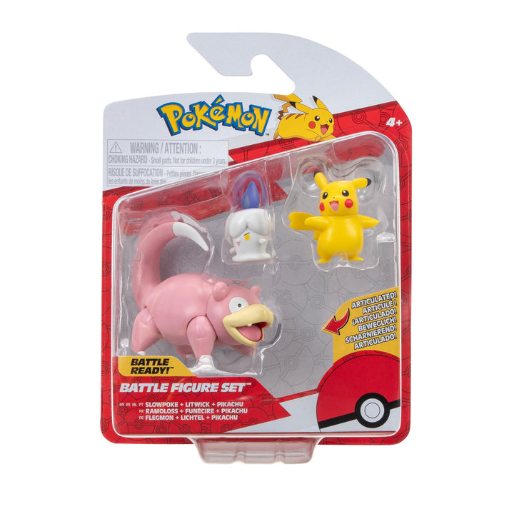Pokémon PKW3056 Battle Figure Set-Lichtel, Pikachu, Flegmon, Lichtel, Pikachu, Flegmon