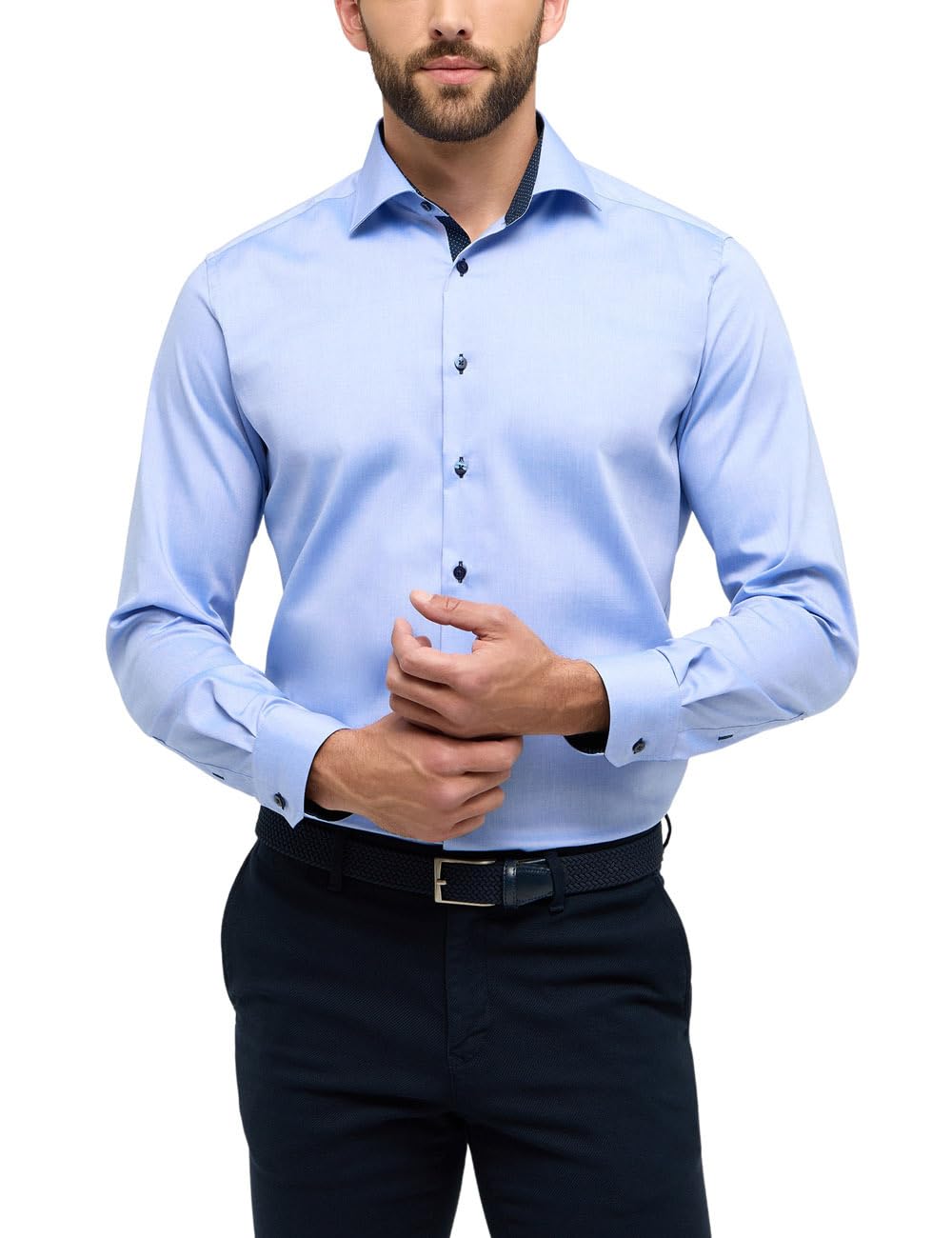 ETERNA Herren Pinpoint Oxford Hemd MODERN FIT 38 Kragen / 67 Ärmel Blau, 38 Kragen / 67 Ärmel Blau