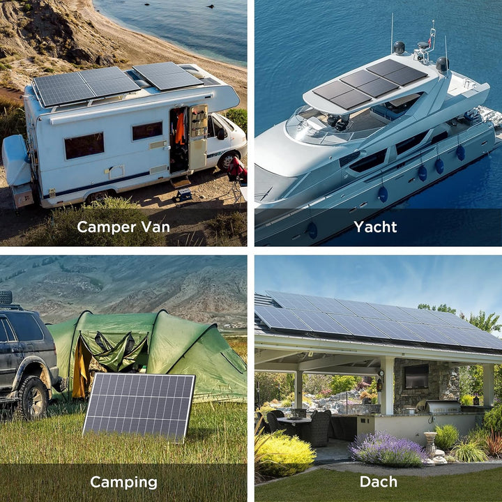 100W N-Type 16BB Solarpanel, Callsun 100W Monokristalline Solarmodule, Ideal für 12V Batterie,Wohnmo