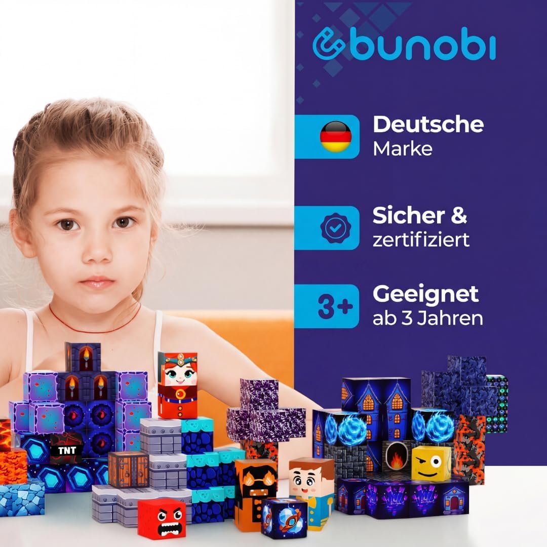 Magnetische Bausteine 100 Teile (2 cm) – Magnetic Cubes Magnetwürfel Set – Magnetisches Bauspielzeug