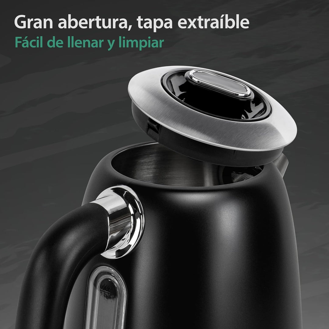 Impolio Retro Wasserkocher 1,7 L, LCD Display und Temperaturauswahl, TÜV Rheinland GS Zertifiziert,