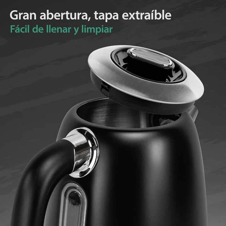 Impolio Retro Wasserkocher 1,7 L, LCD Display und Temperaturauswahl, TÜV Rheinland GS Zertifiziert,