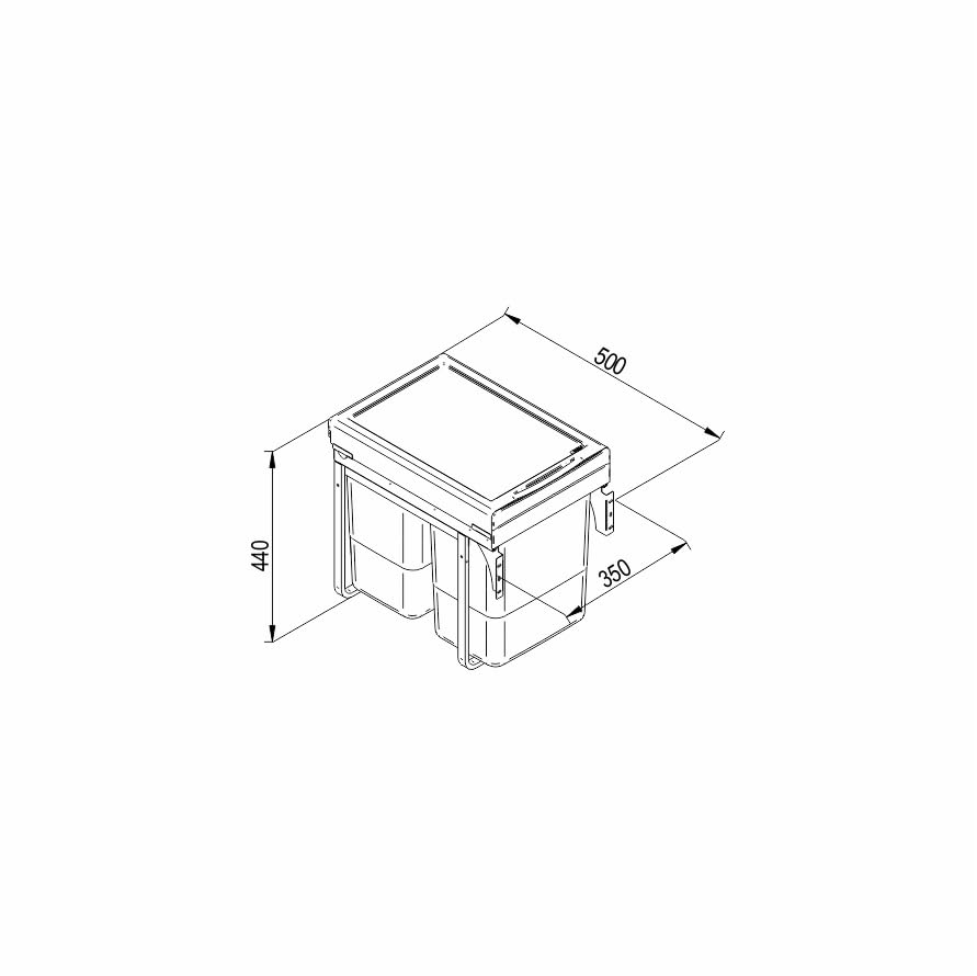 FurniFit Einbau-Mülleimer für 40 cm Schrank 2-fach Abfallsystem mit Deckel Soft-Close & Vollauszug 2