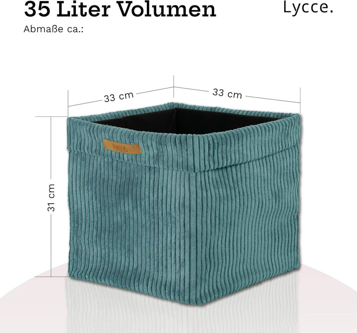 Kallax Box Cord | Aufbewahrungskorb für Kallax Regal | Faltbox 33 x 33 x H31 cm (türkis, 3er Set) Tü