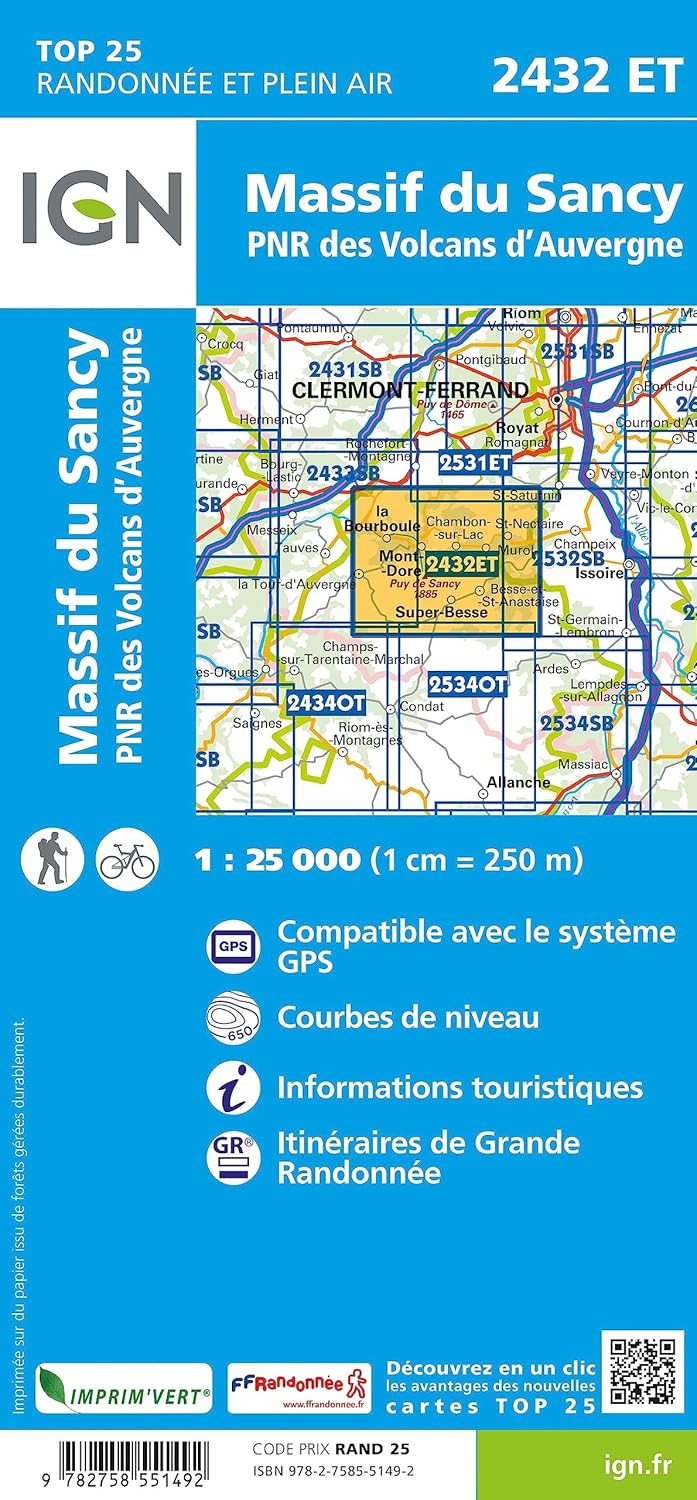 2432ET Massif du Sancy (TOP 25), Karte