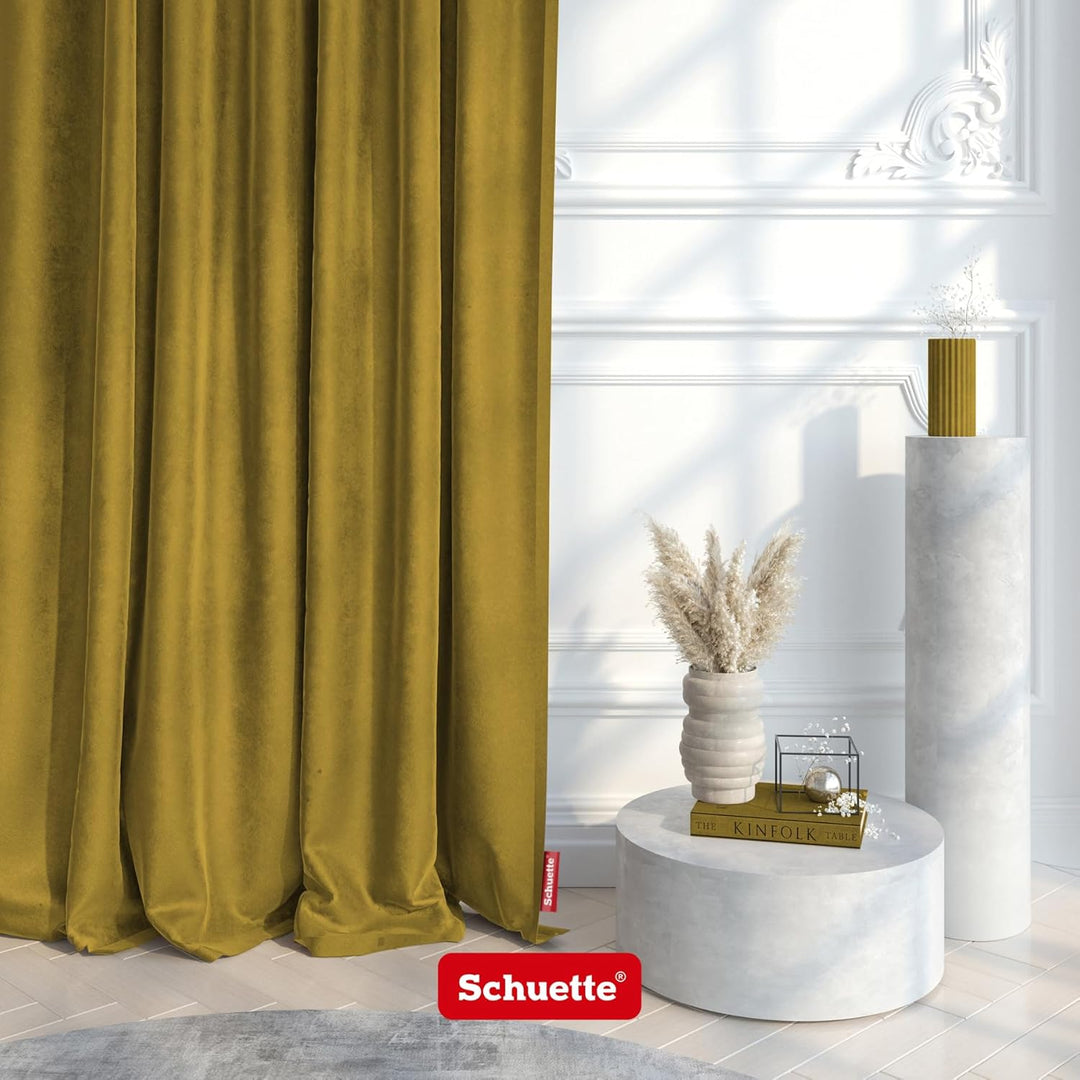Schuette® Verdunkelungs-Vorhang Gardine mit Ösen ● Millenium Velvet: Butterscotch (Gelb) ● 135x150cm