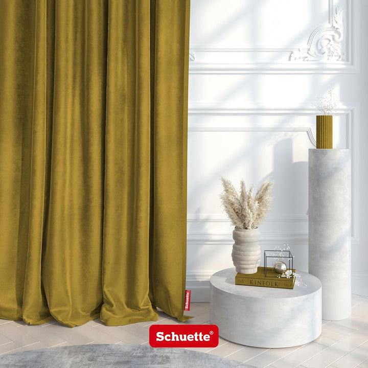 Schuette® Verdunkelungs-Vorhang Gardine mit Ösen ● Millenium Velvet: Butterscotch (Gelb) ● 135x150cm