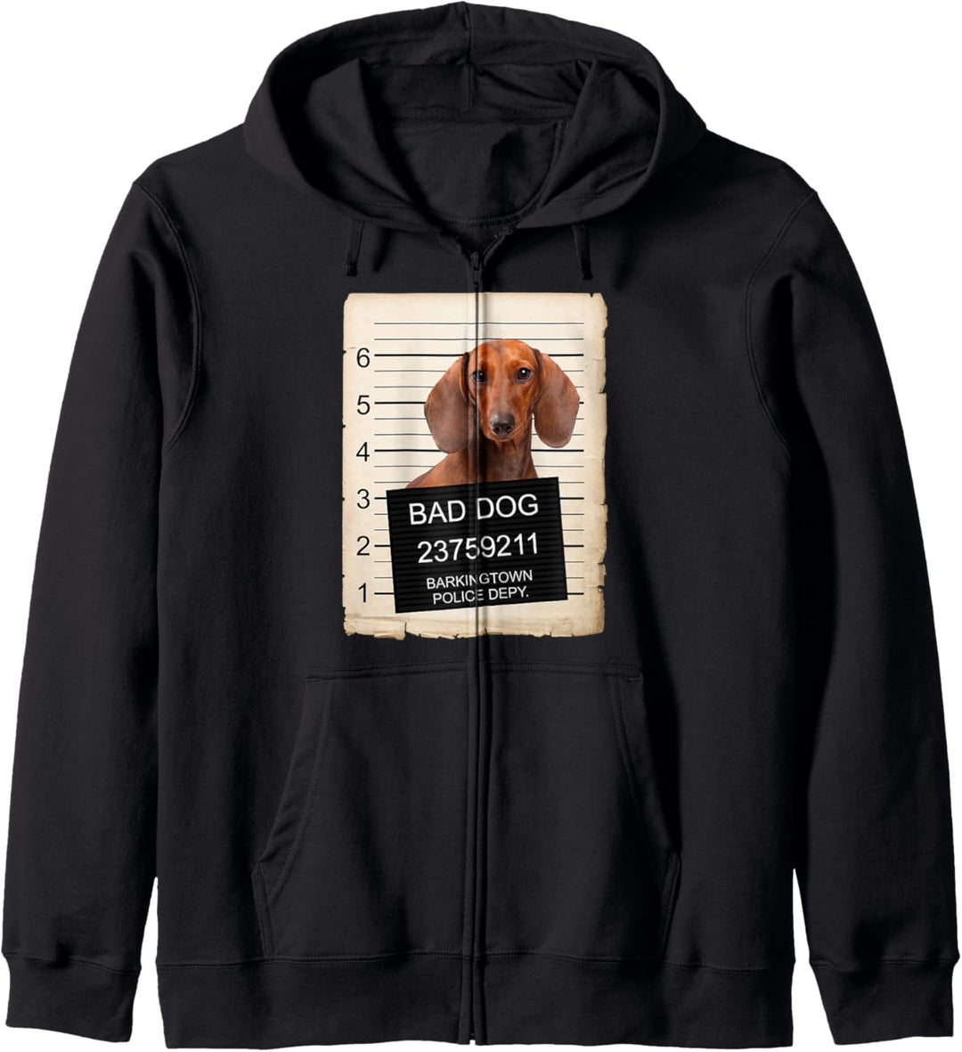 Dachshund Dog mug shot bad dog Kapuzenjacke