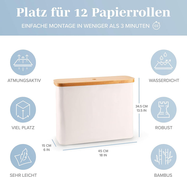 Lonbet Beige Toilet Paper Storage Stand 12 Rolls with Lid Beige 12 Rolls, Beige 12 Rolls