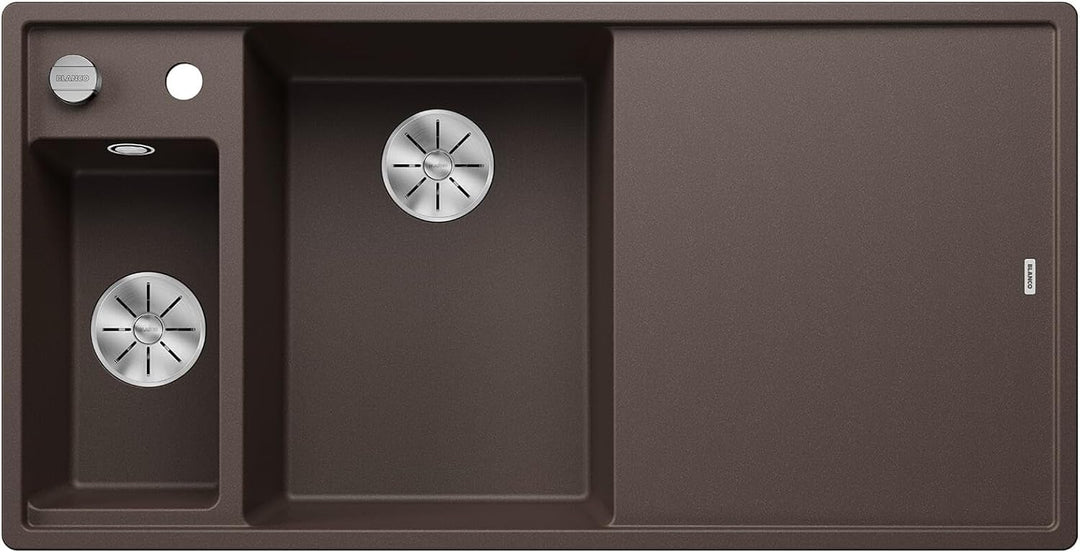 BLANCO AXIA III 6 S | SILGRANIT cafe | Einbauart: Einbau von Oben | Hauptbecken links | mit Holzschn