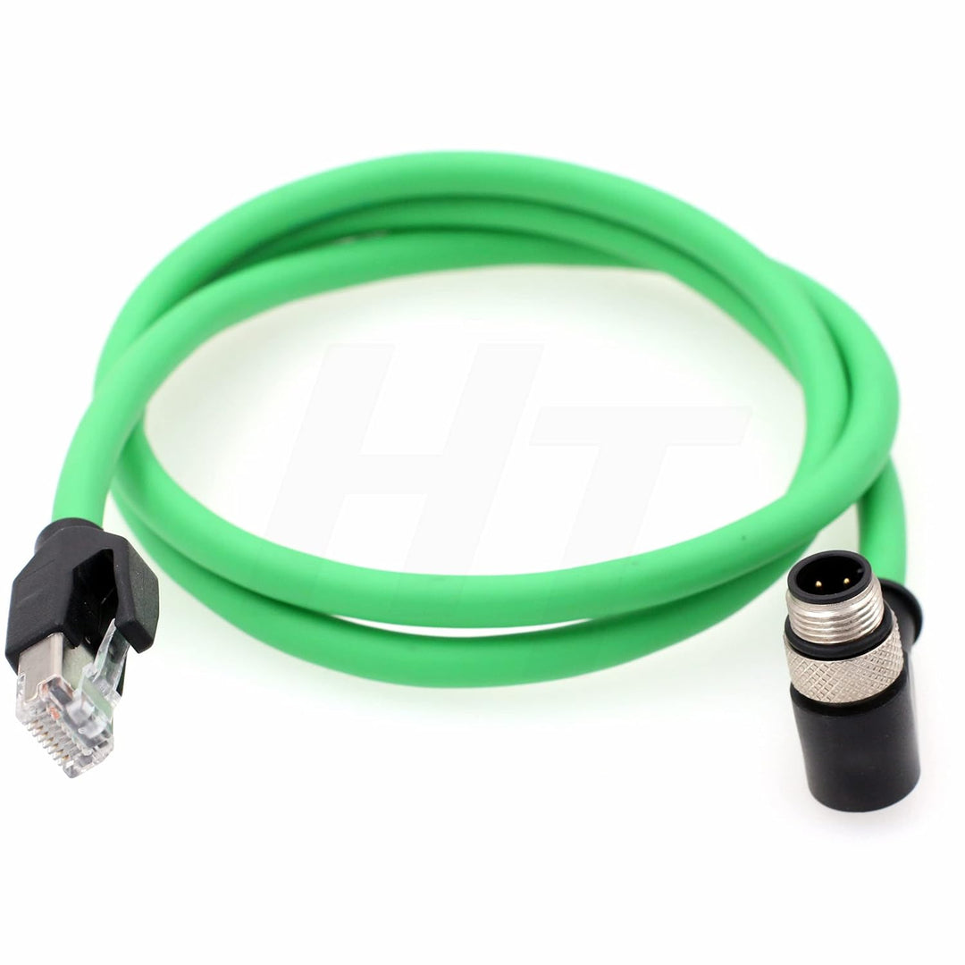 Industrial Ethernet M12 4-Pin D-Code Stecker rechtwinklig auf RJ45 Kabel, geschirmtes High-Flex CAT5