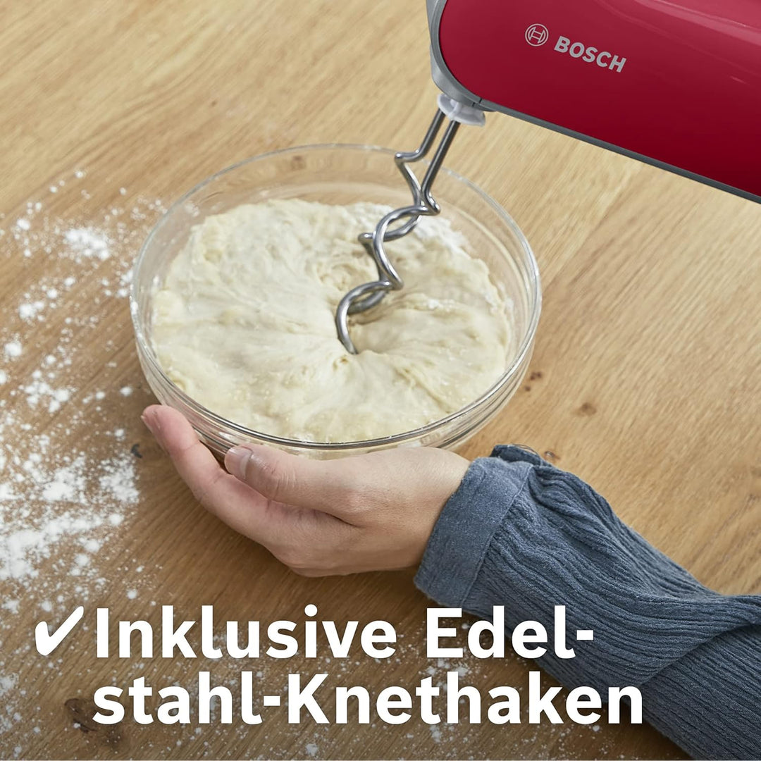 Bosch Handrührer Styline MFQ40303, 2 Rührbesen, 2 Edelstahl-Knethaken, spülmaschinengeeignet, 5 Stuf