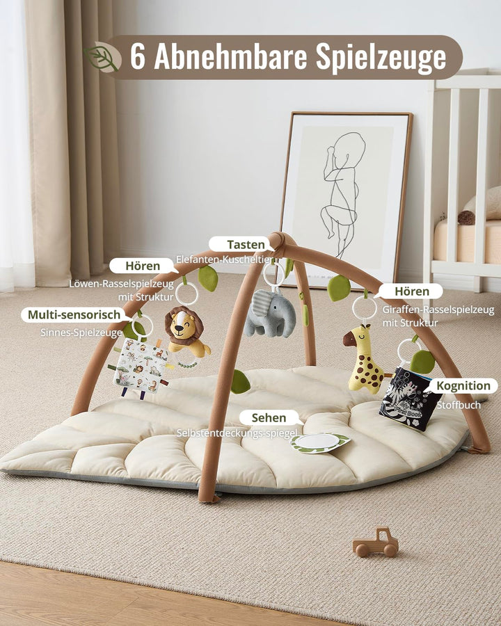 Blissful Diary Spielbogen Baby, Übergrosses Blattförmiges Spieldecke Baby Gym Activity Decke mit 6 A
